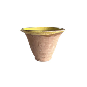 ceramic rustic planter bowls, yellow on the inside