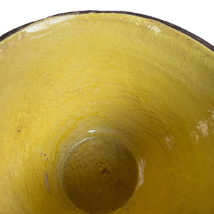 ceramic rustic planter bowls, yellow on the inside