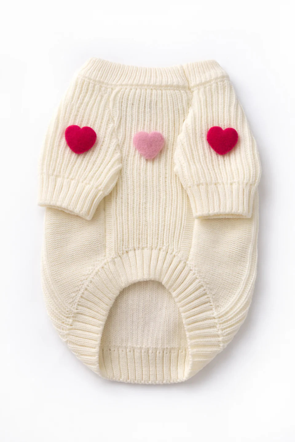 Pet Cream Heart Sweater