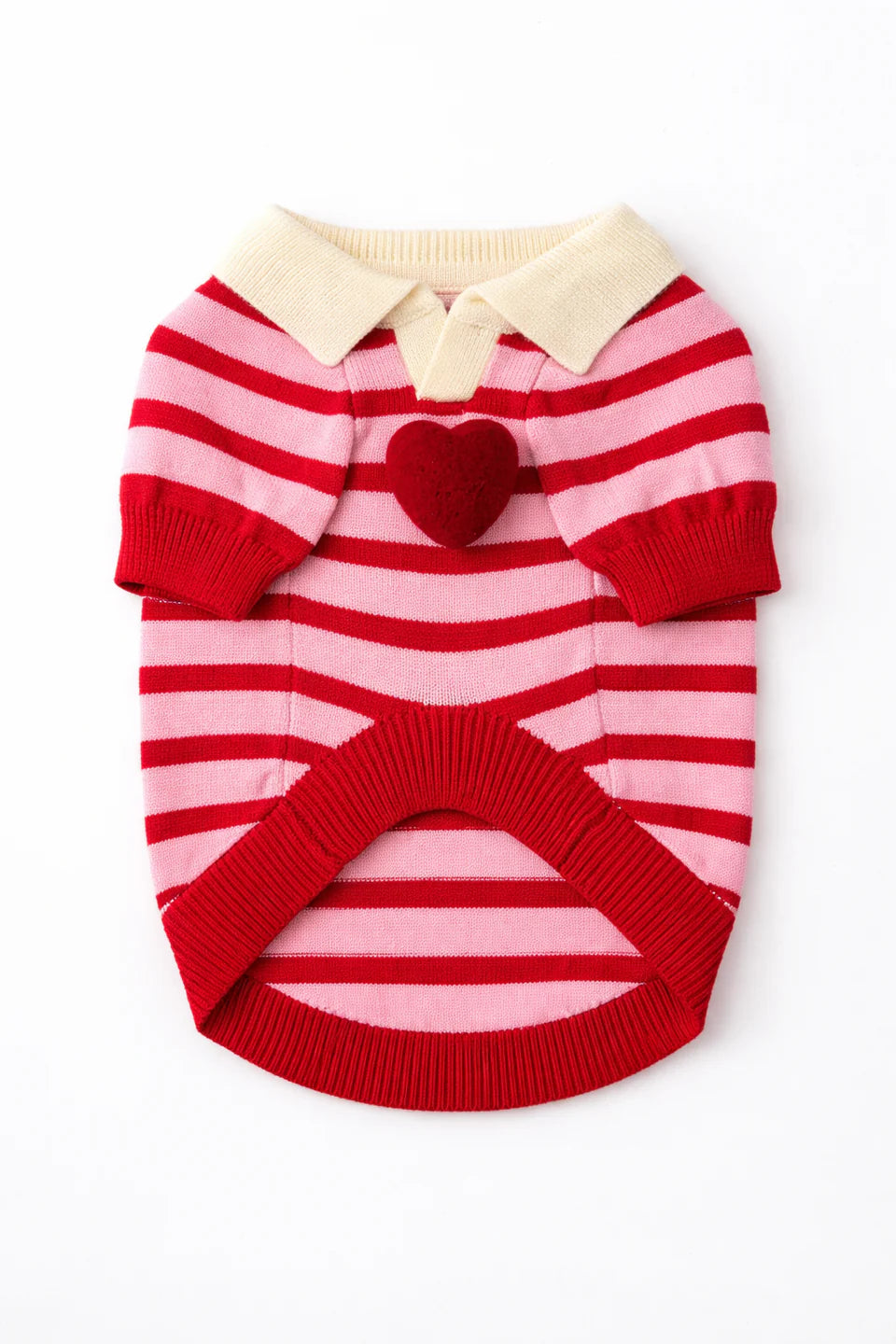 Pet Striped Heart Sweater