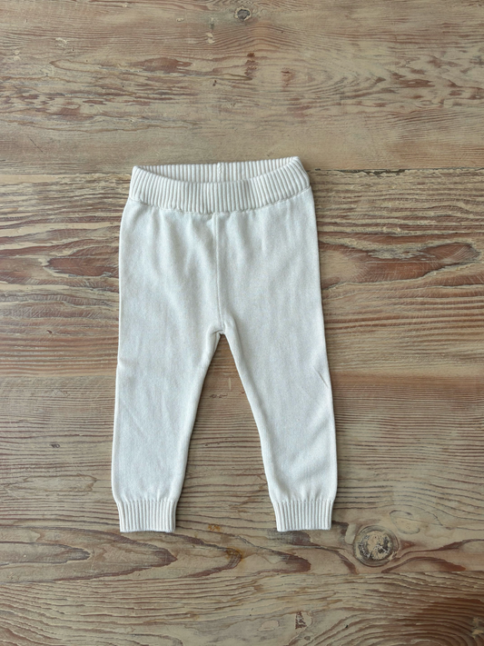 Cotton Pocket Sweater Baby Leggings-Ecru