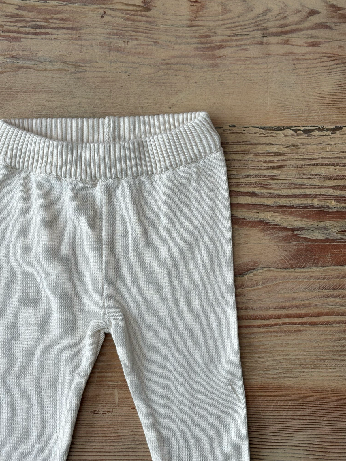 Cotton Pocket Sweater Baby Leggings-Ecru