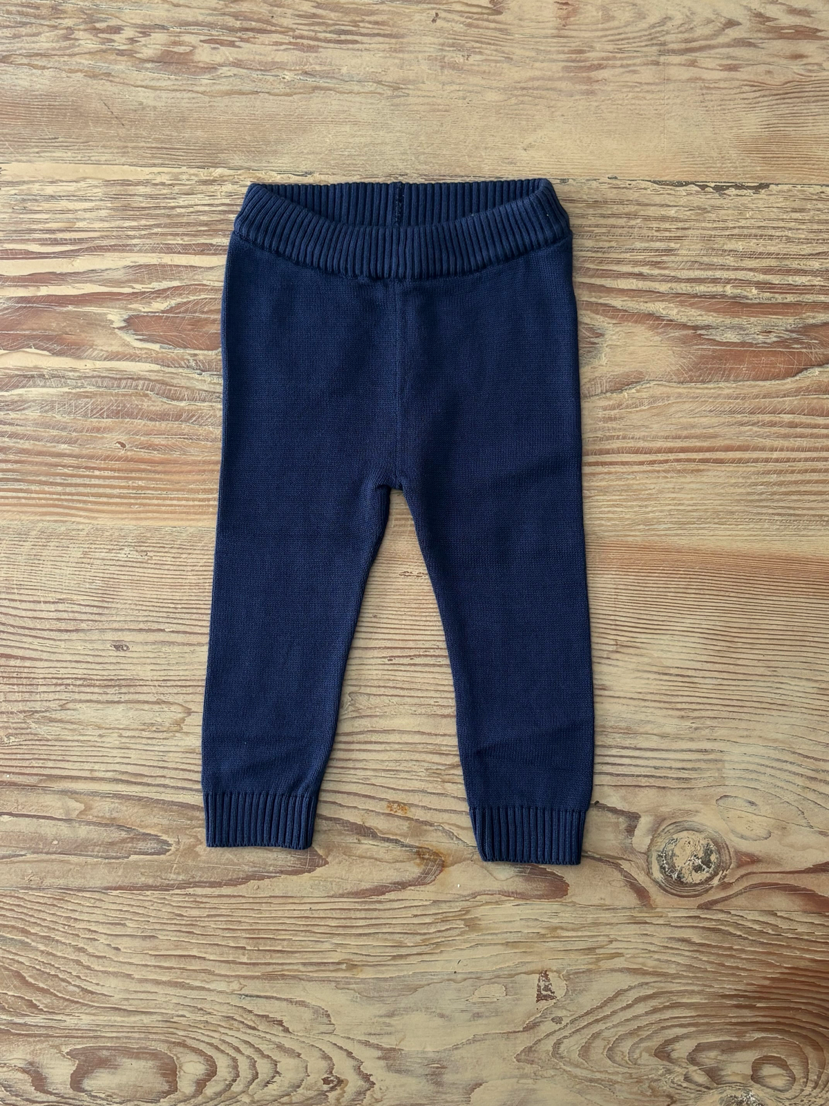 Cotton Pocket Sweater Baby Leggings-Navy