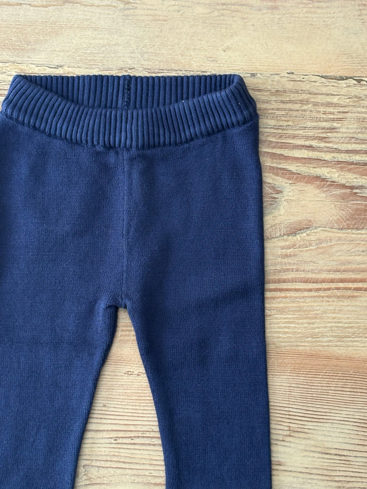 Cotton Pocket Sweater Baby Leggings-Navy