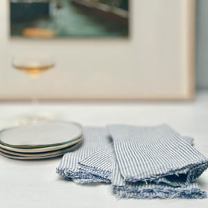 Chambray Blue Pinstripe Napkins-Set/4