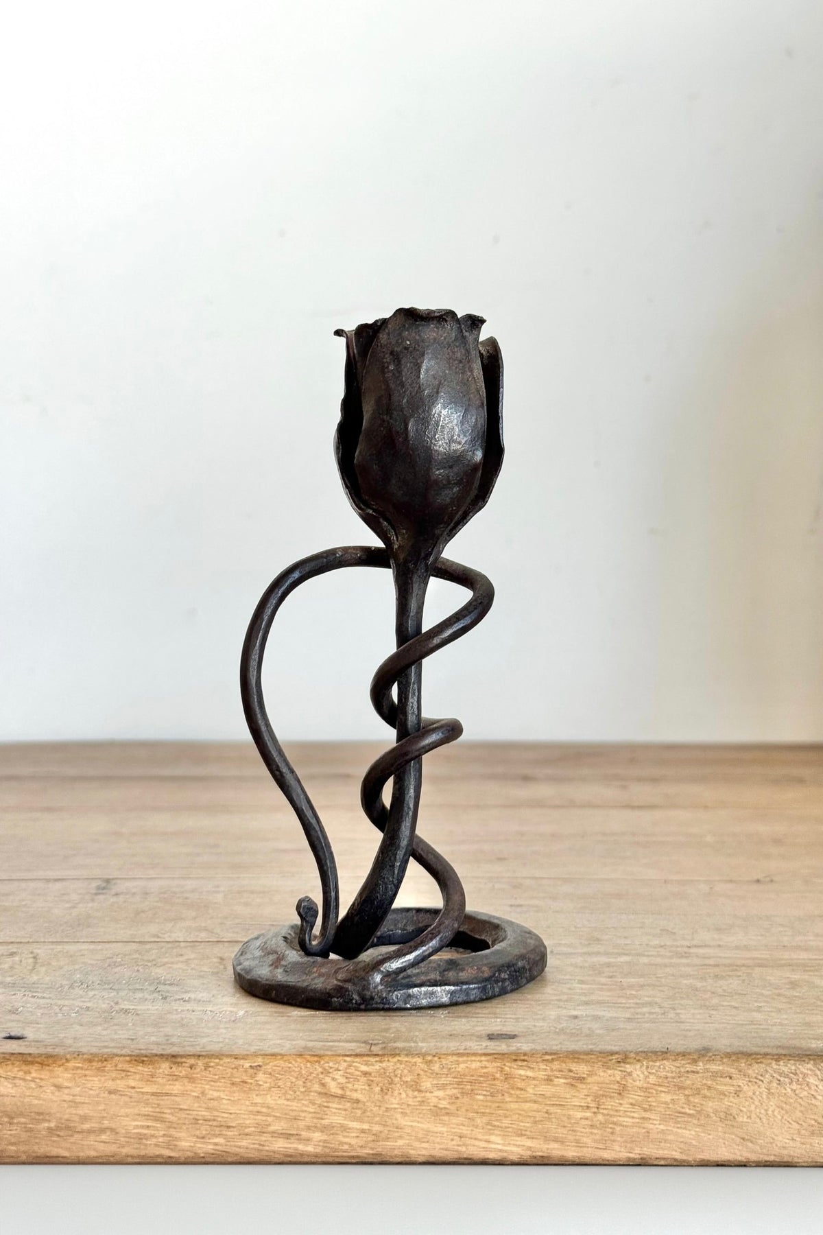 Vintage Rose Wrought Iron Candle Holder