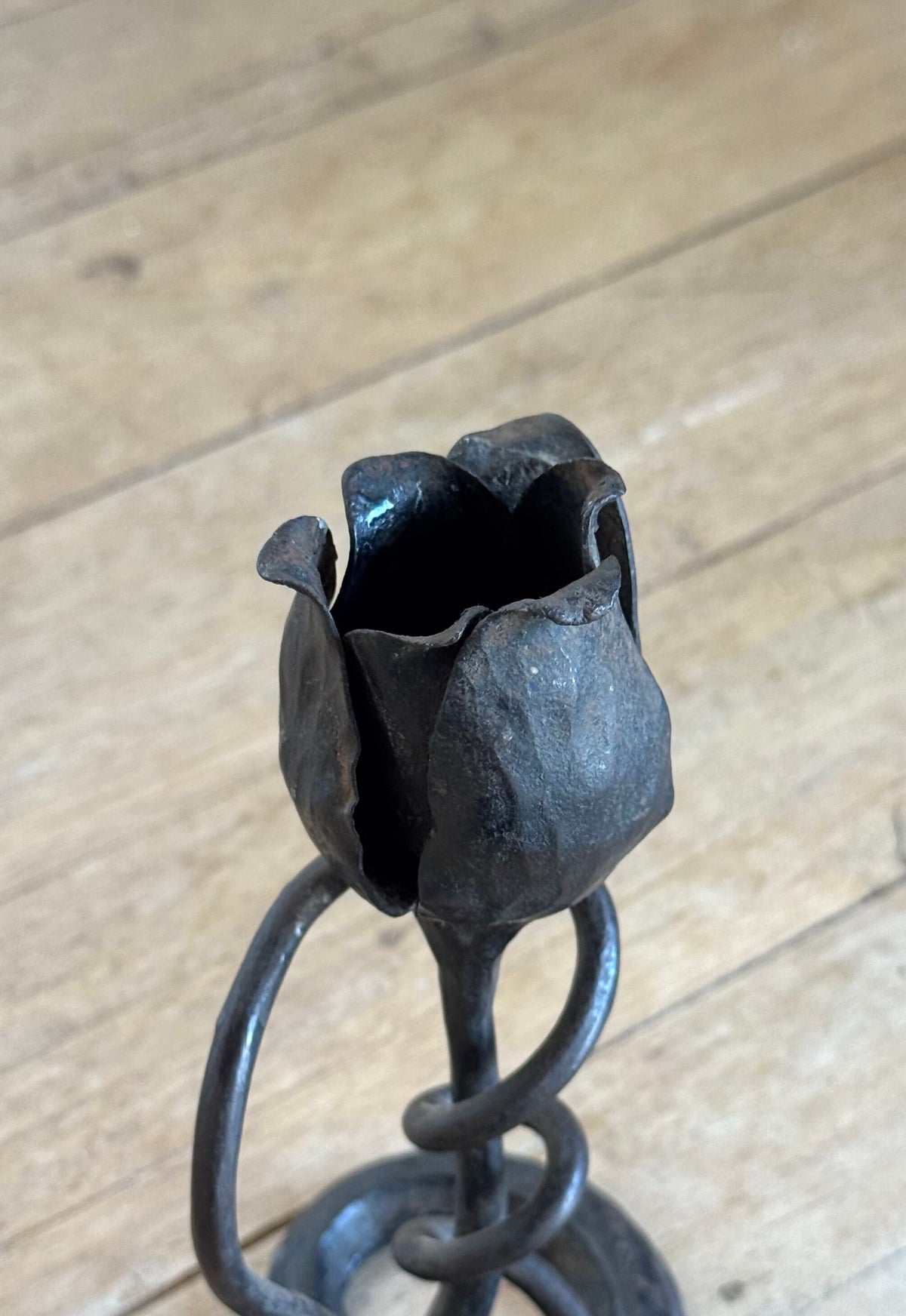 Vintage Rose Wrought Iron Candle Holder