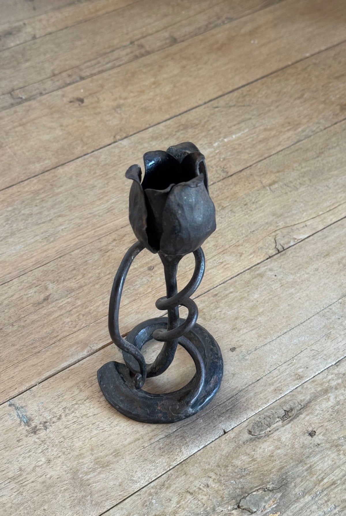 Vintage Rose Wrought Iron Candle Holder