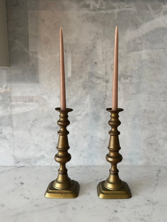 Rosy Brass Candlesticks