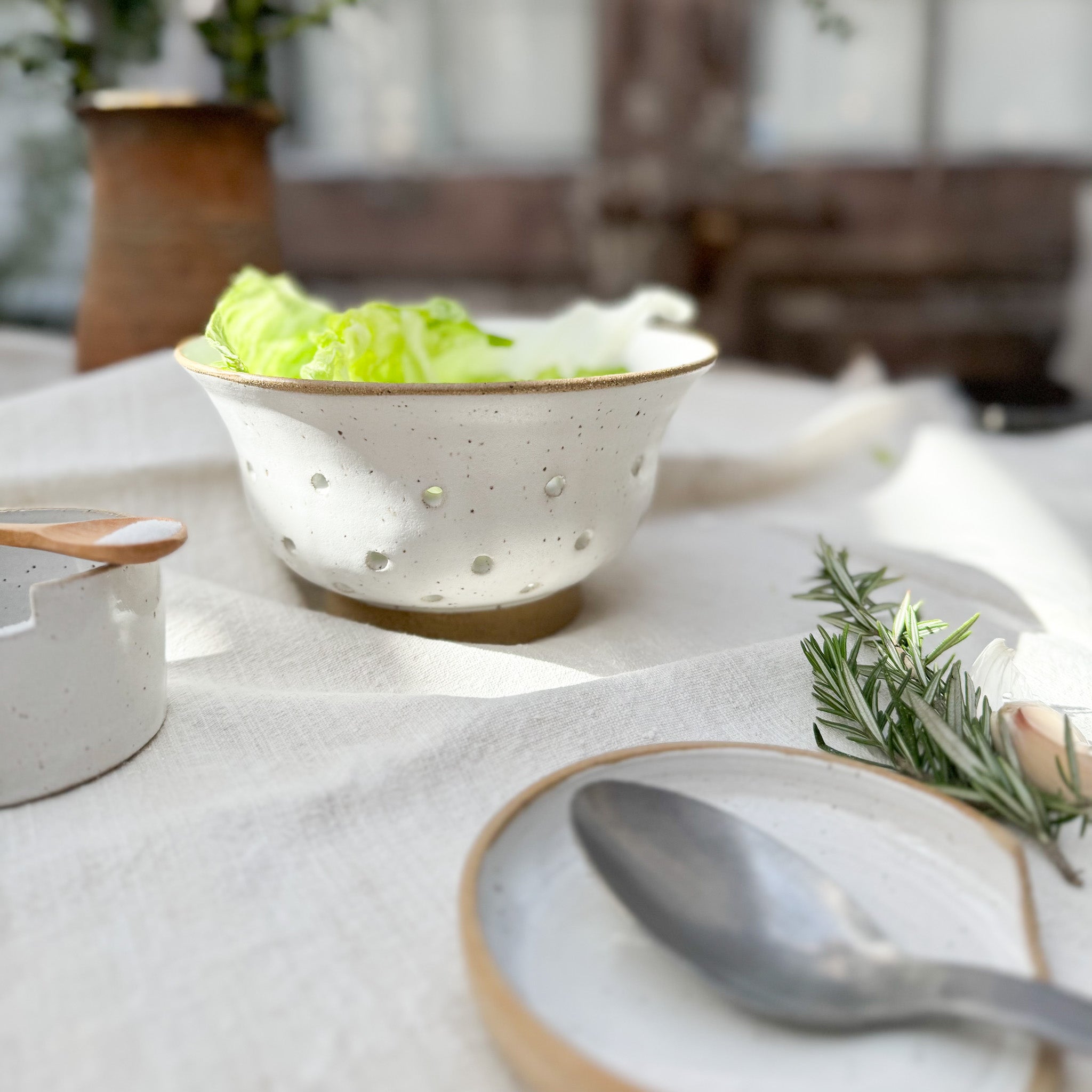 Ceramic White Colander