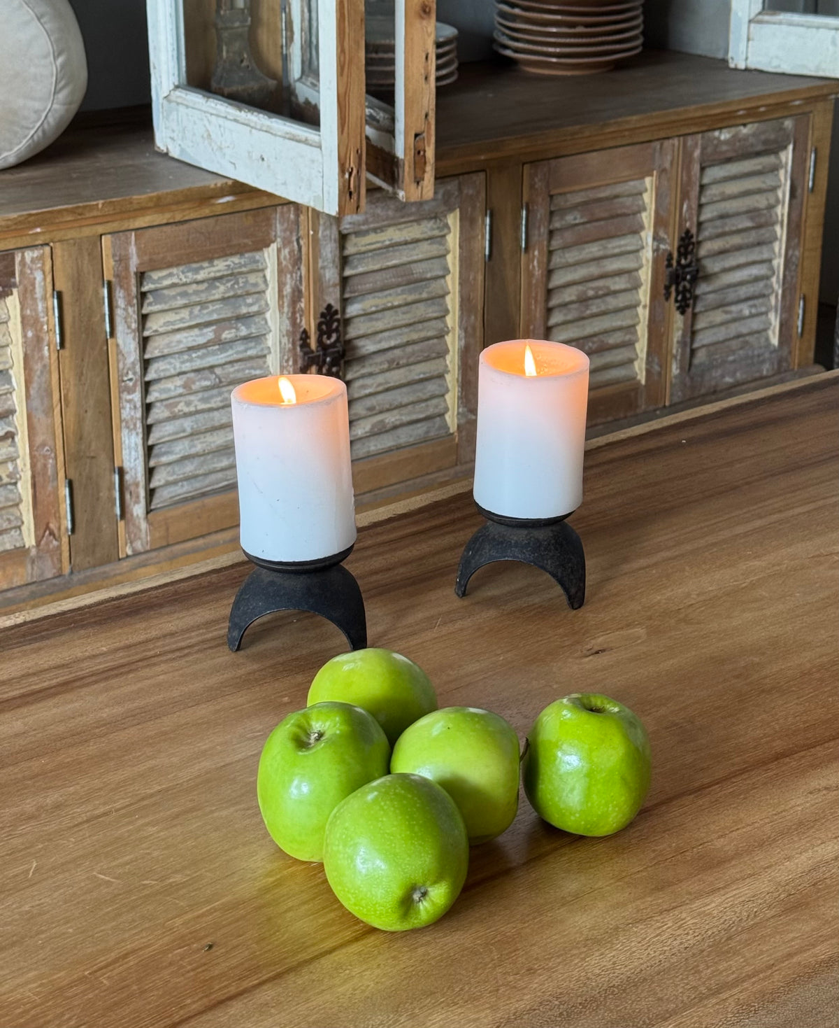 Wrought Iron Mid Century Pillar Holder Set