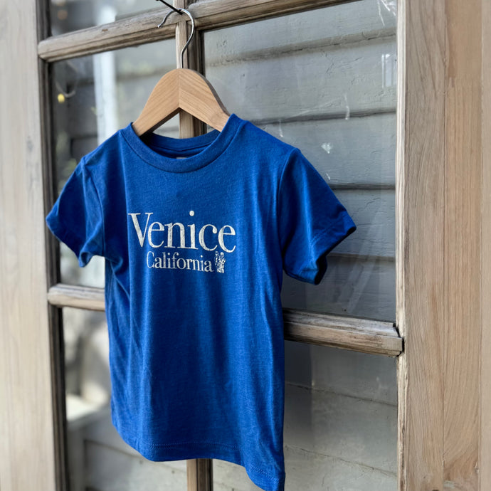 royal blue youth Tess Hirt with Venice California in white on front