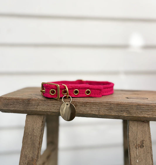 Velvet Cat+Dog Collar-Pink