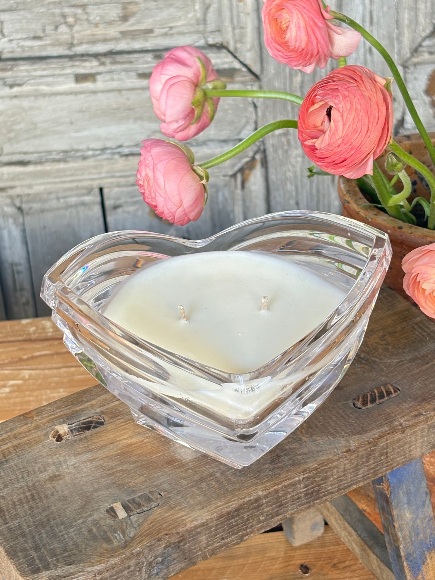 Crystal Vase Heart Candle