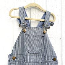 Load image into Gallery viewer, blue and white pin striped kid&#39;s dungaree overalls
