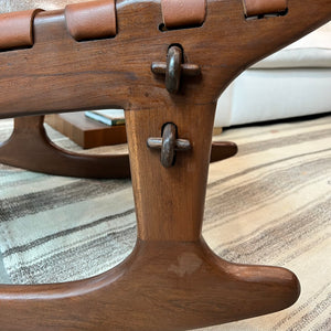 Pazmino Leather+Wood Rocking Chair
