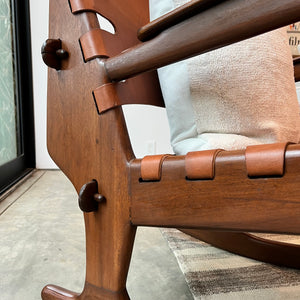 Pazmino Leather+Wood Rocking Chair