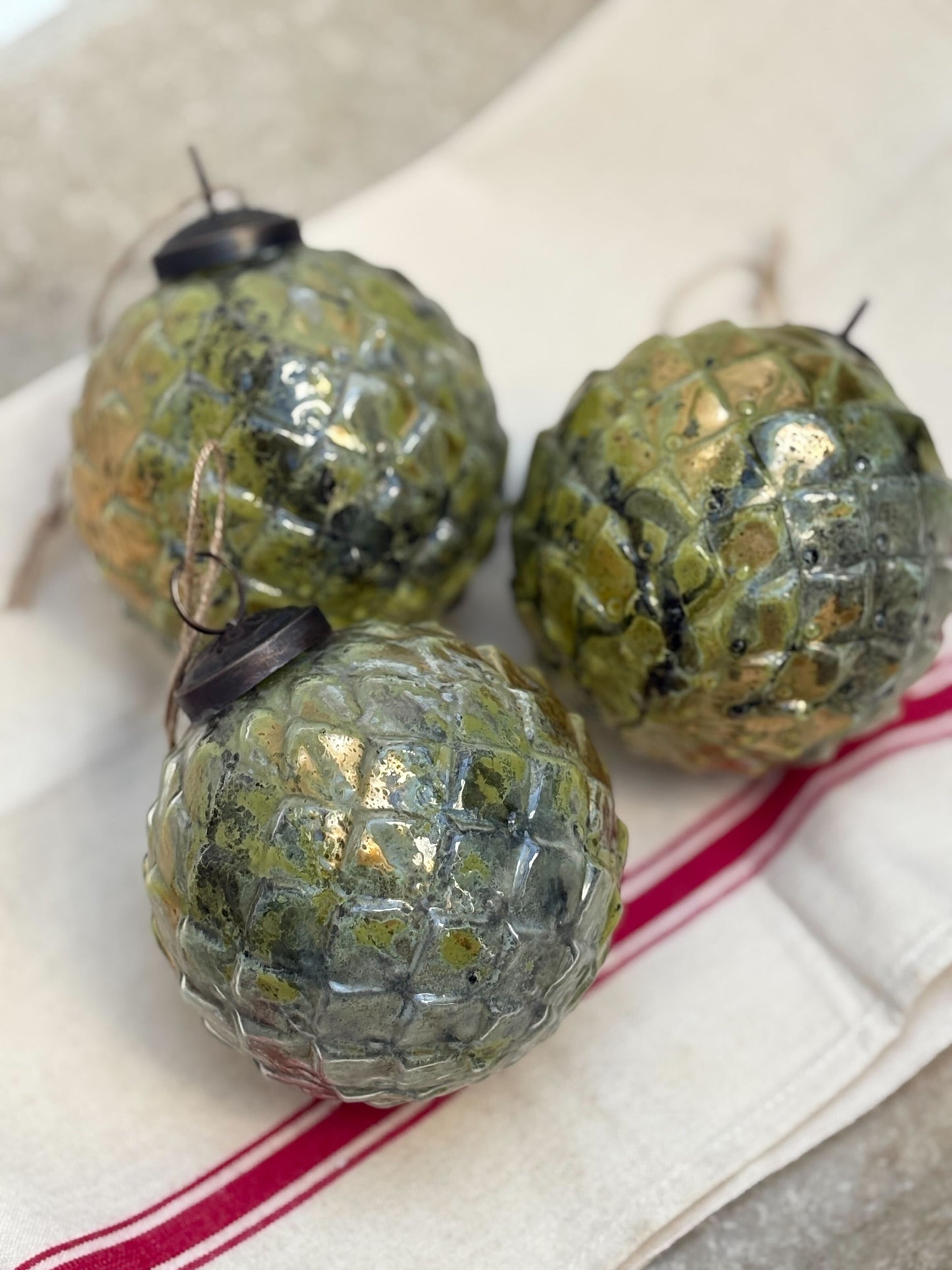 Antique Green Glass Ornament-Ball