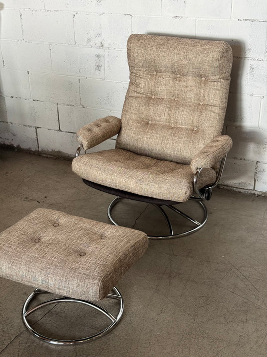 Mid Century Lounge Chair + Ottoman
