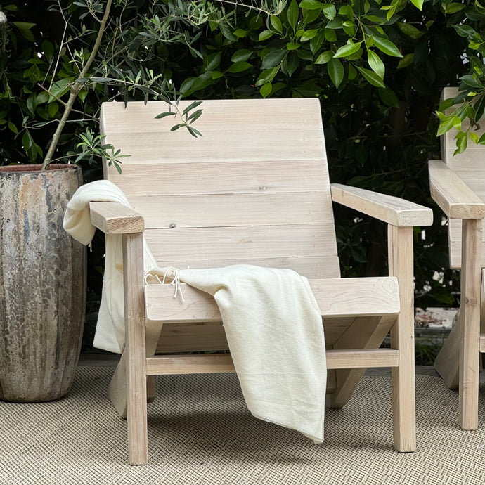 wood outdoor chair with natural finish