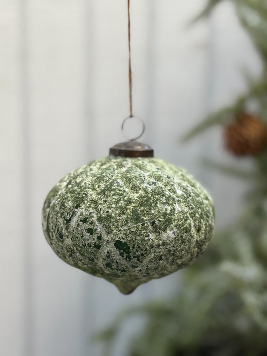 Antique Green Glass Ornament-Diamond