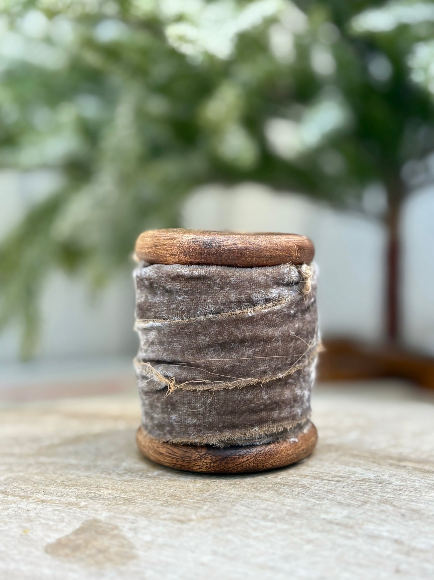 Velvet Ribbon Spool-Gray