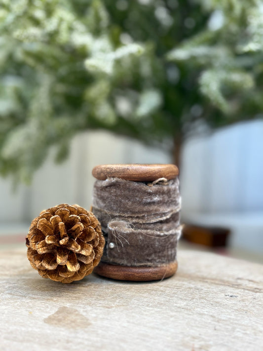 Velvet Ribbon Spool-Gray