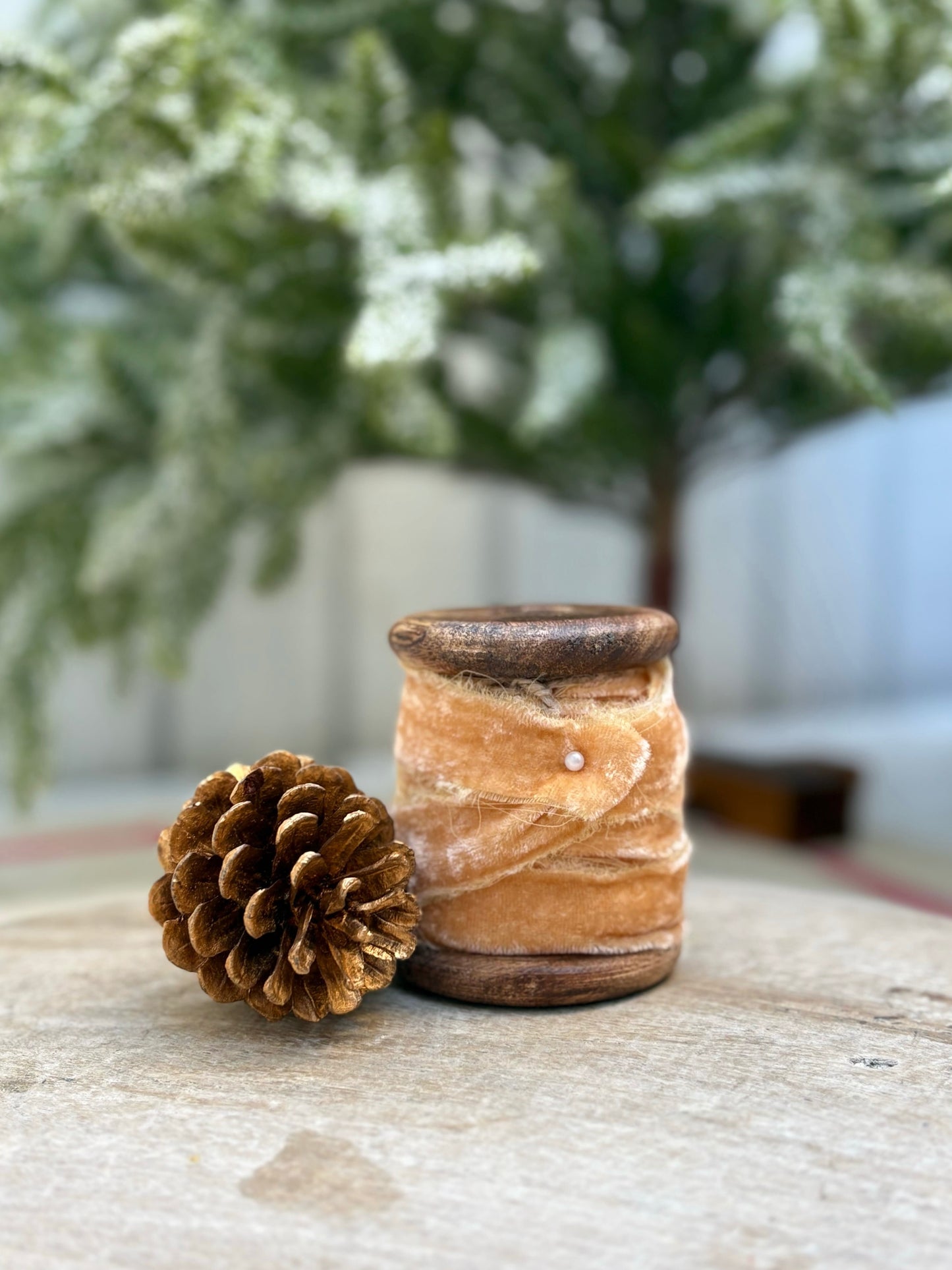 Velvet Ribbon Spool-Beige