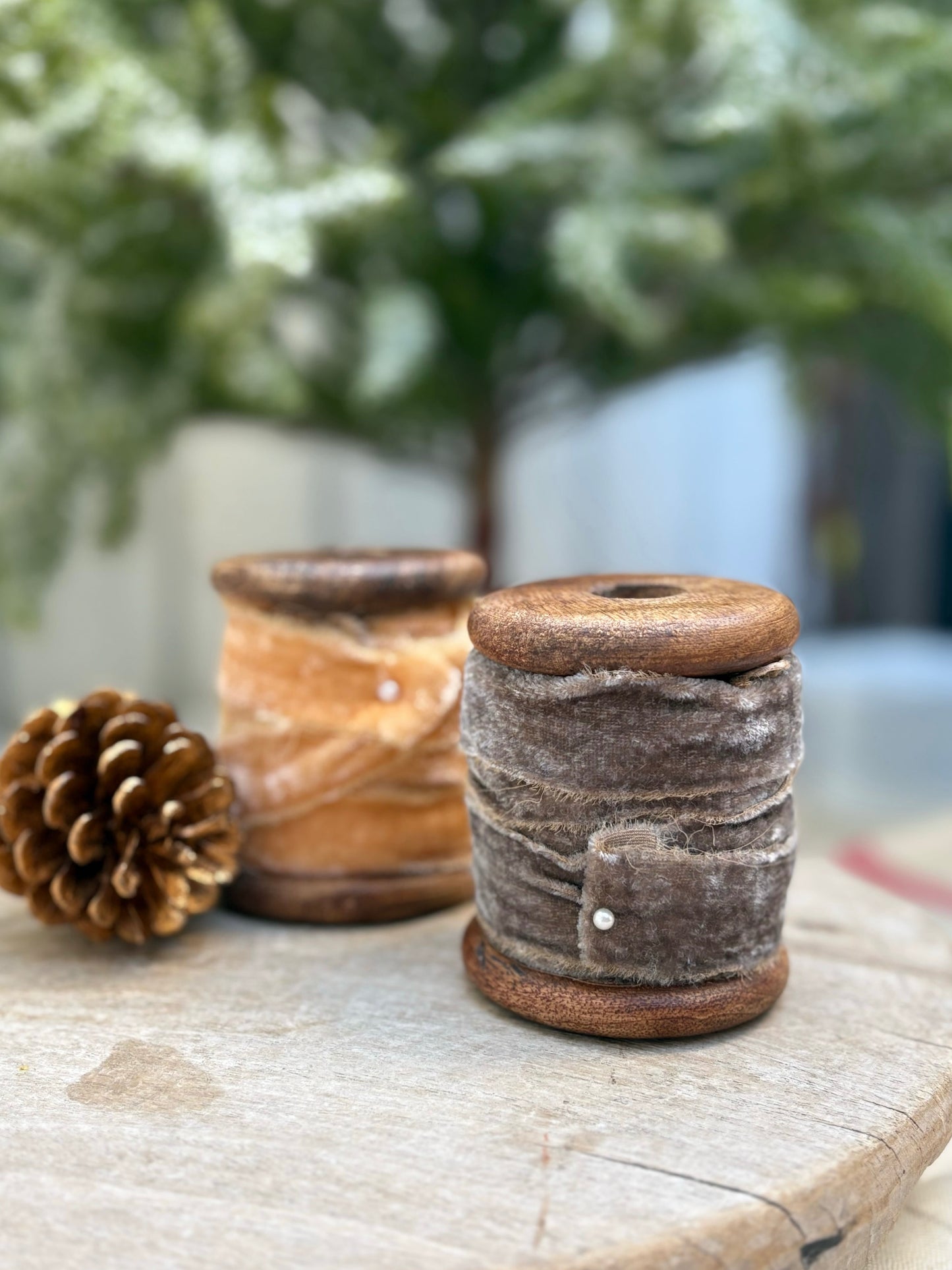 Velvet Ribbon Spool-Beige