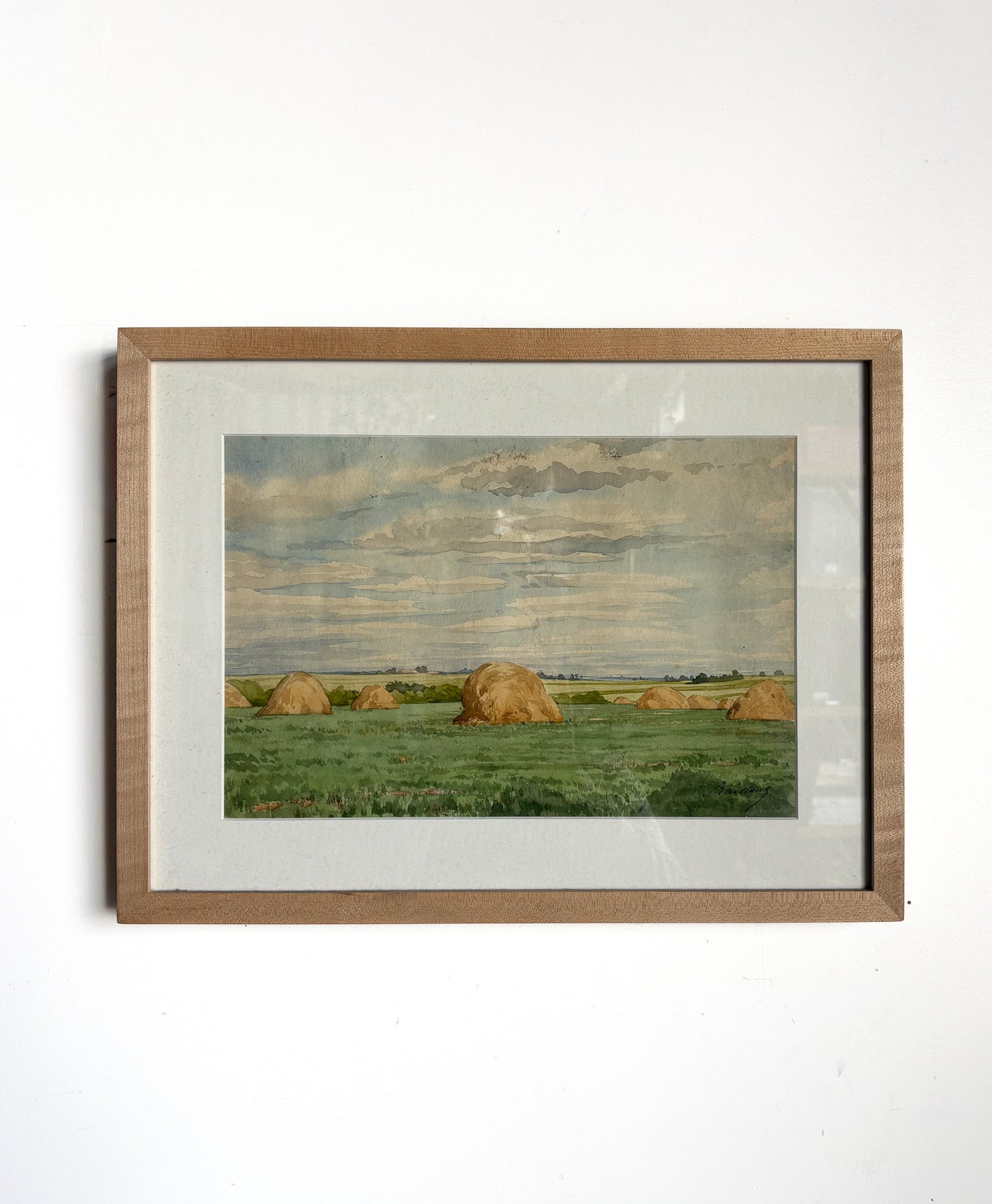 Hay Field Watercolor Painting