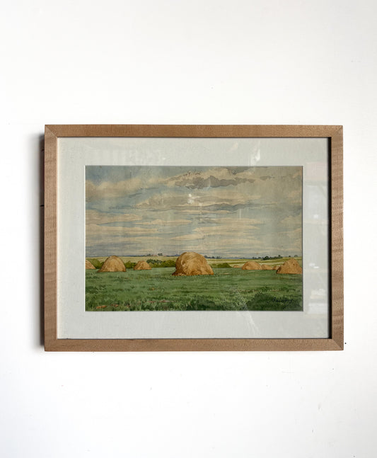 Hay Field Watercolor Painting