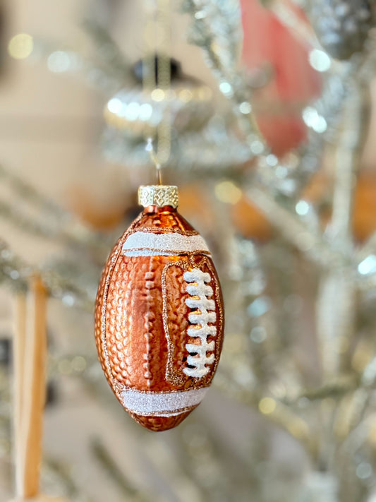 Retro Football Glass Ornament