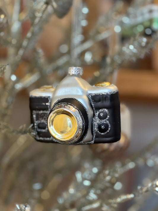 Retro Camera Glass Ornament