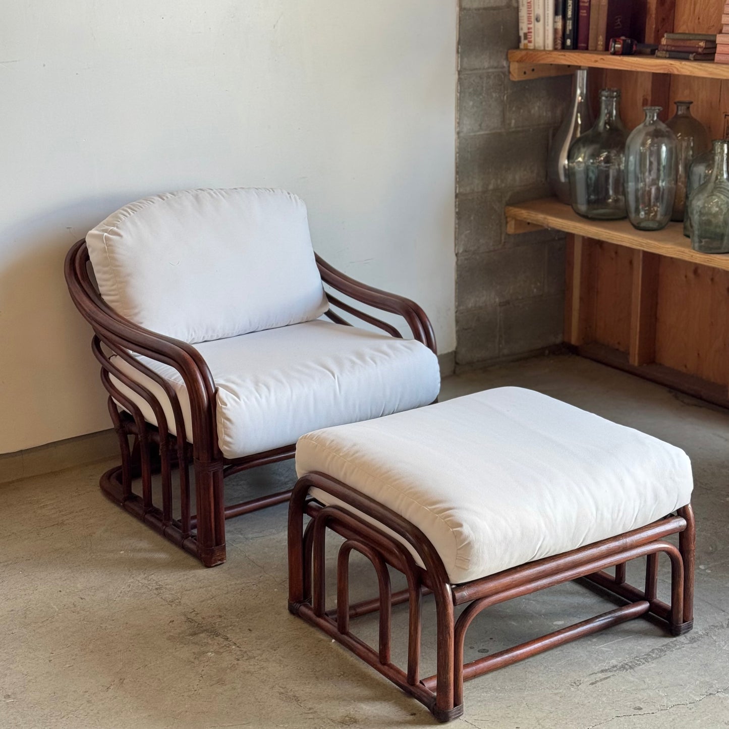 Saugerties Rattan Ottoman