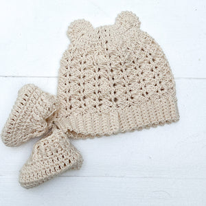 Hand Knit Booties and Hat