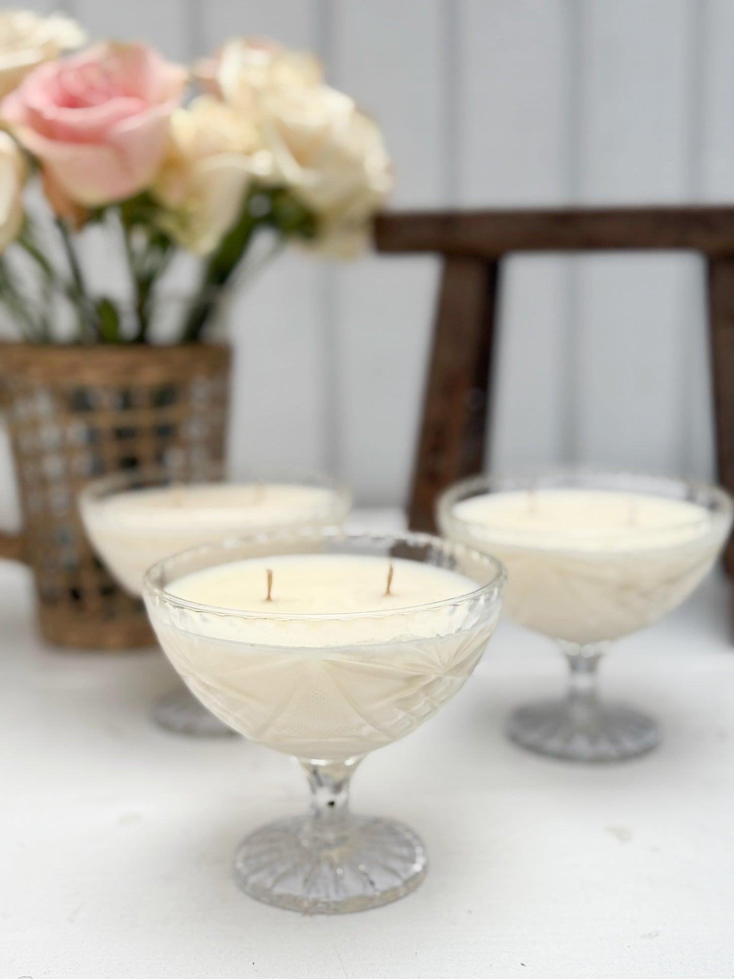 Vintage Dessert Bowl Pine Cinnamon Candle
