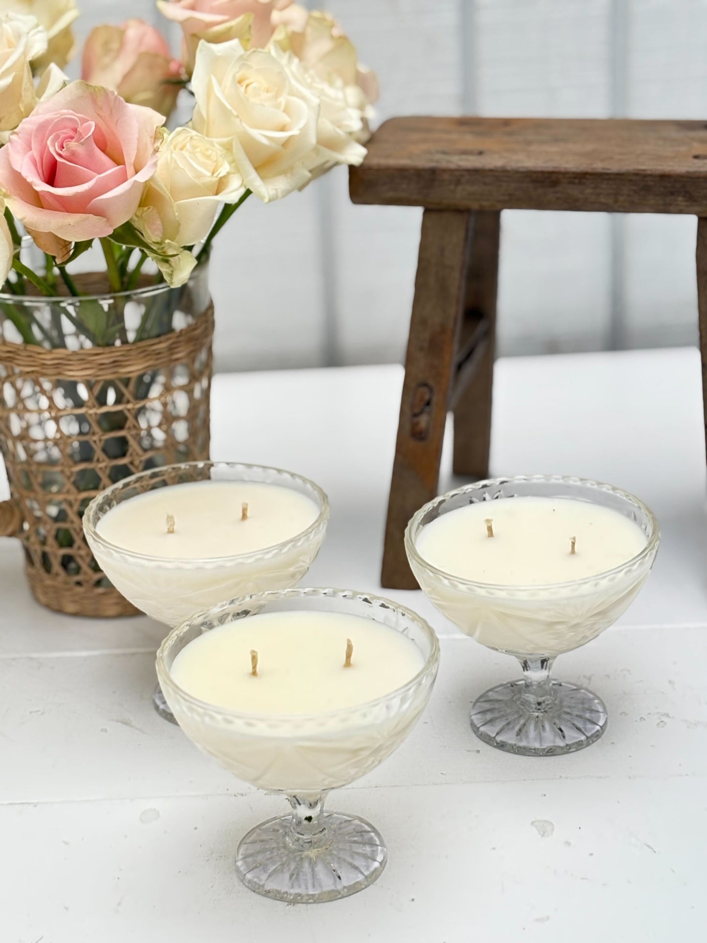 Vintage Dessert Bowl Pine Cinnamon Candle