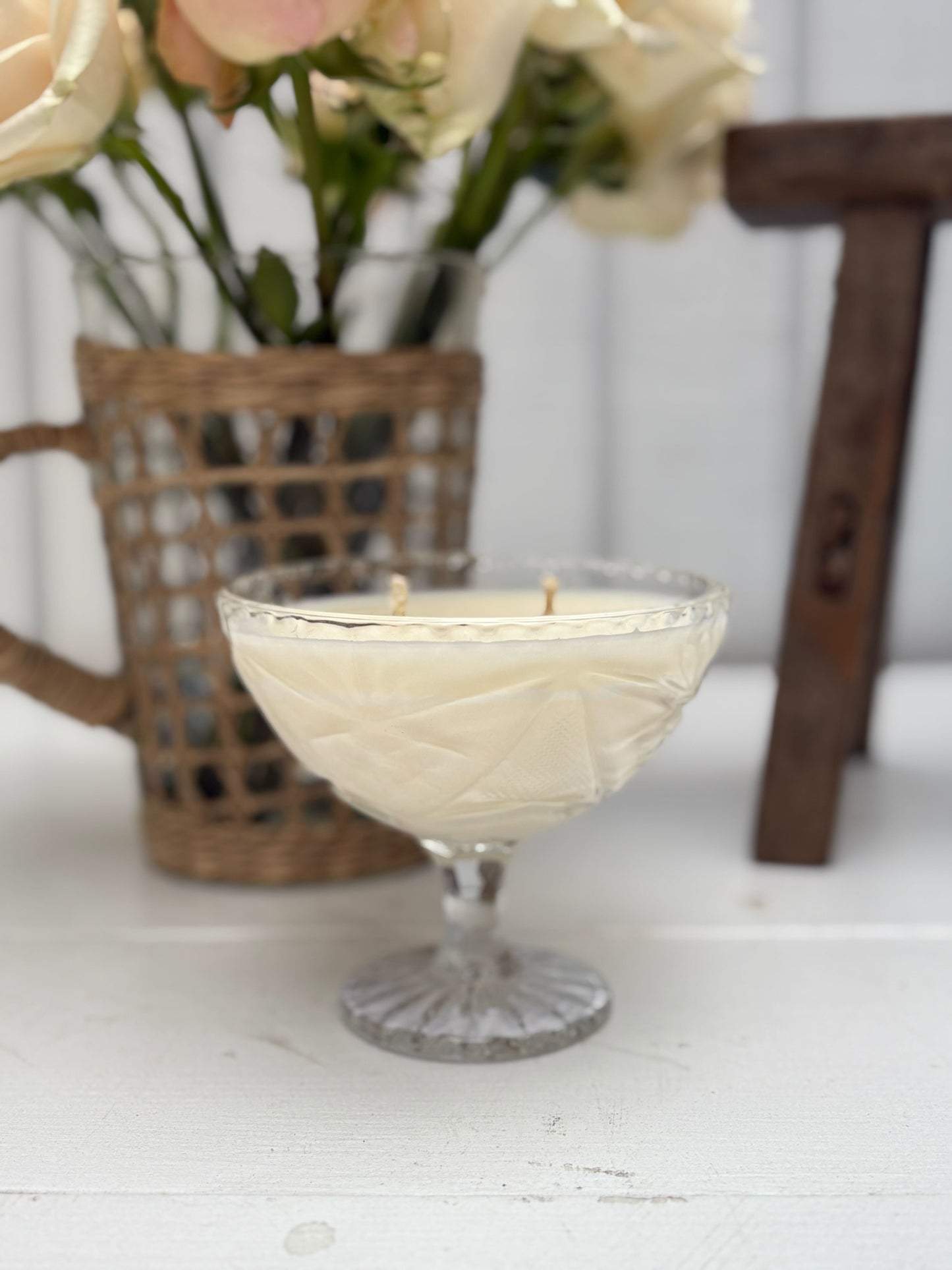 Vintage Dessert Bowl Pine Cinnamon Candle