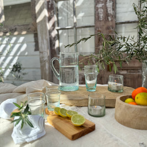 short recycled Moroccan glass tumblers