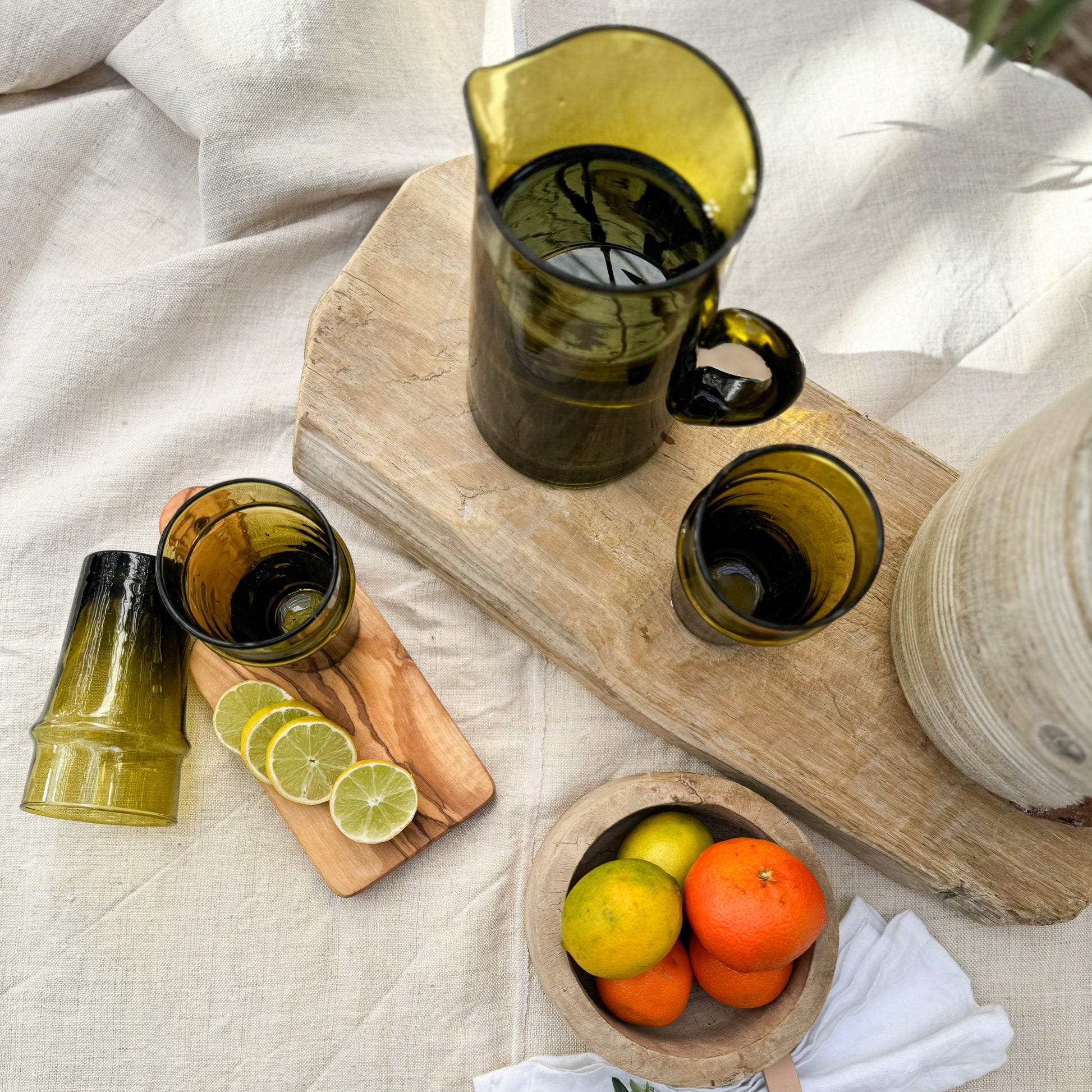 bronze/amber colored hand blown drinking glass