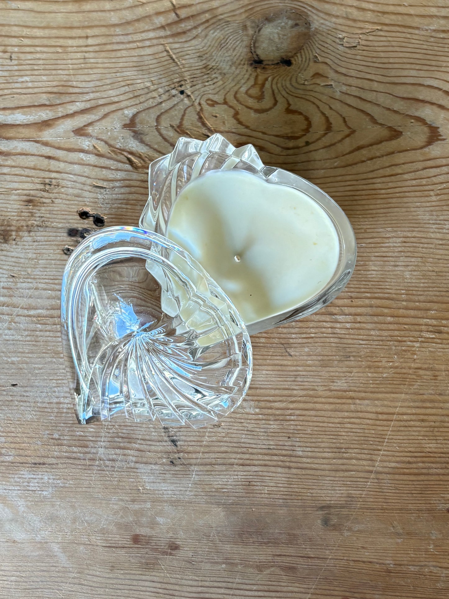 Vintage Heart Shaped Glass Candle