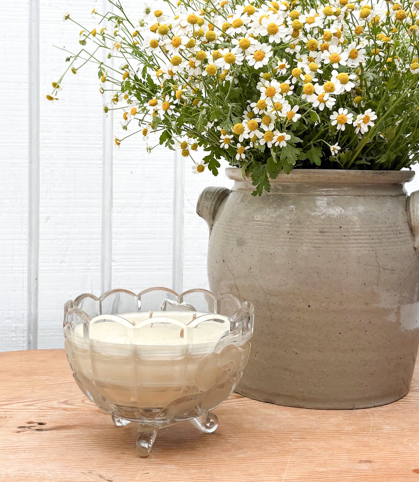 Crystal Sugar Bowl w/Feet Candle