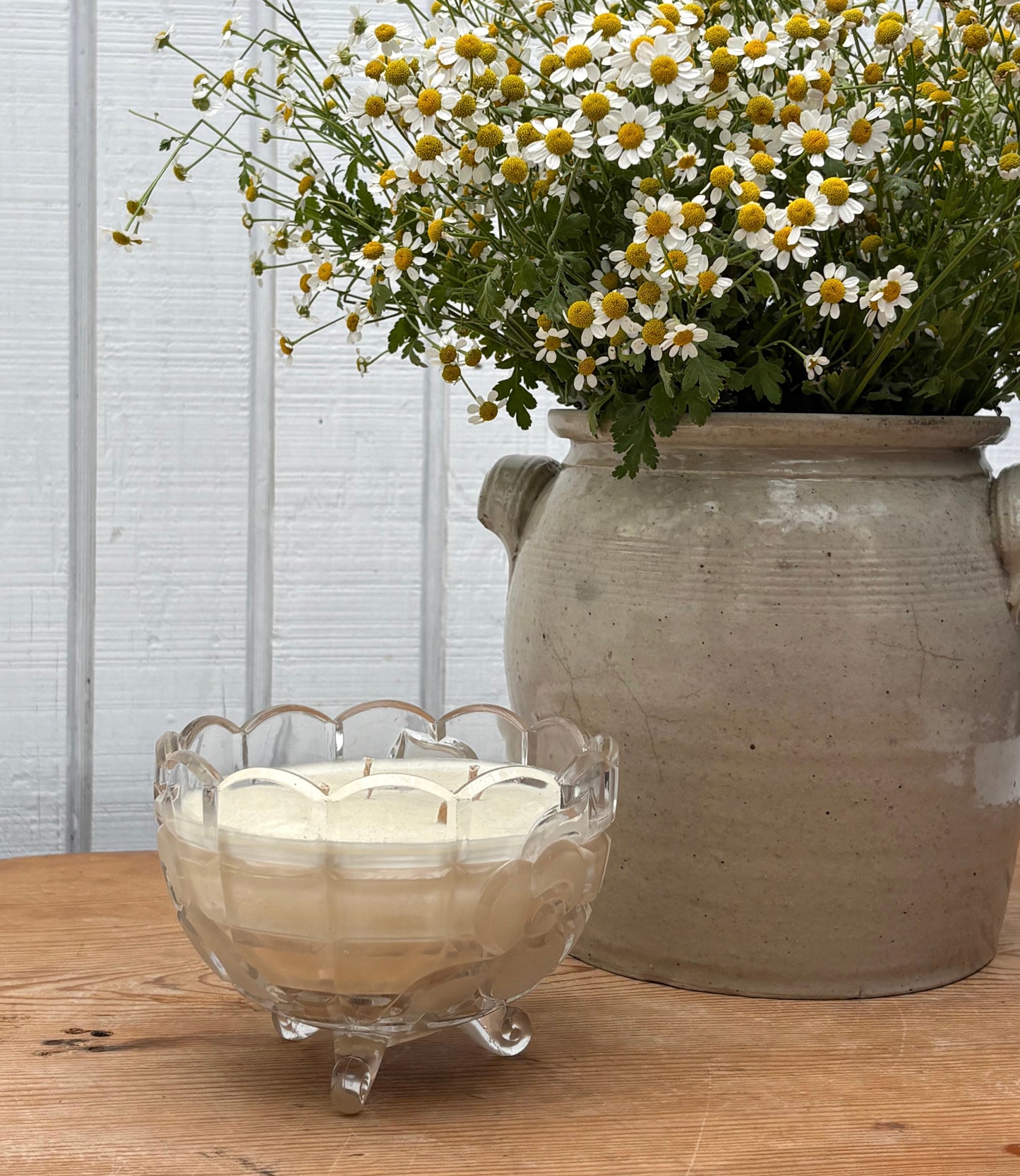 Crystal Sugar Bowl w/Feet Candle