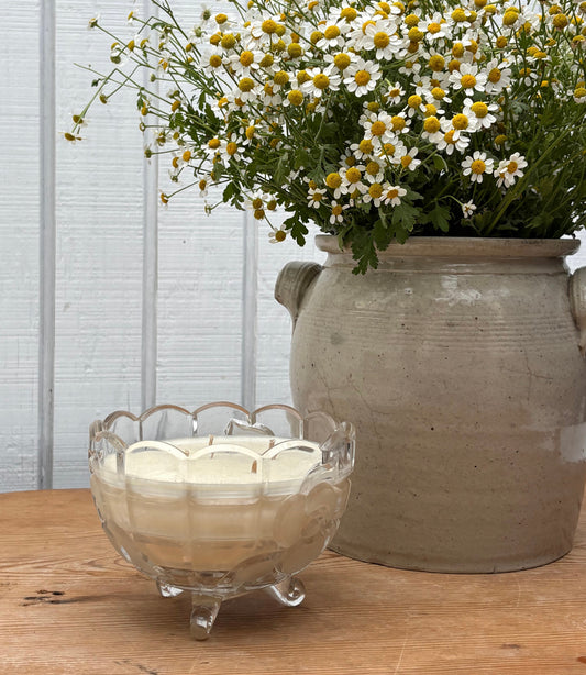Crystal Sugar Bowl w/Feet Candle