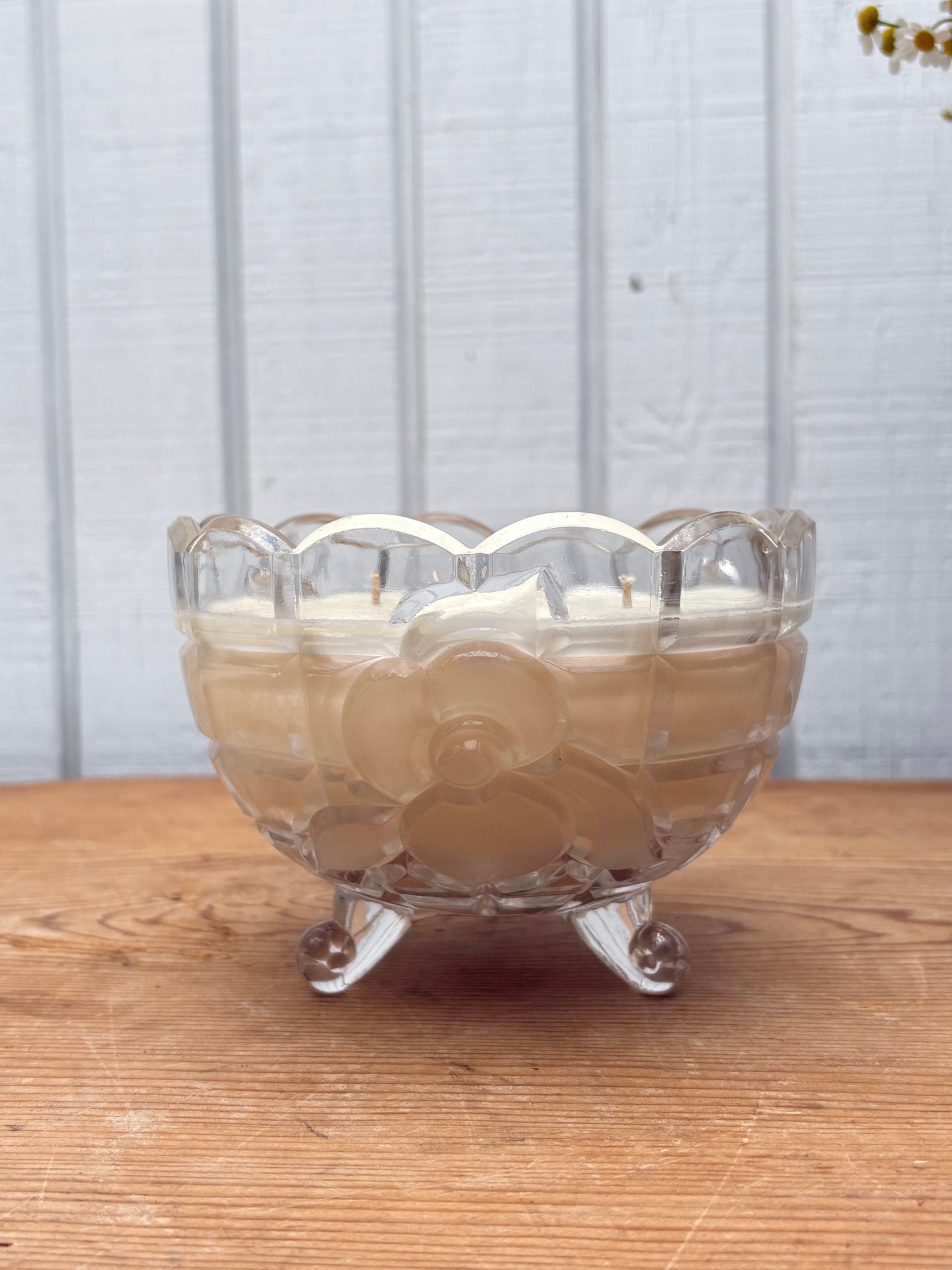 Crystal sugar bowl with feet candle