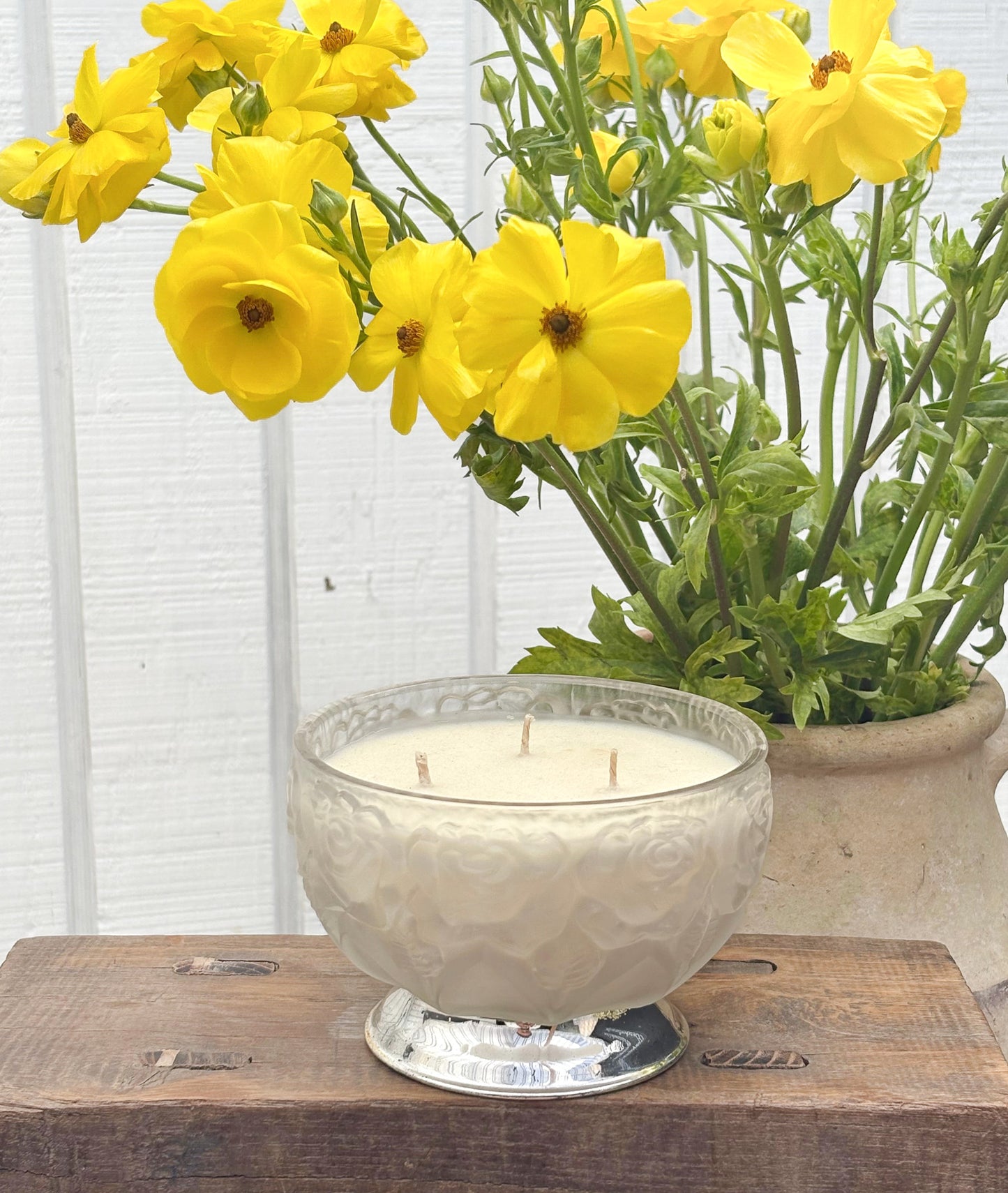Glass and Silver Crystal Candle