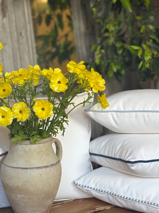 T & D White Outdoor Pillows