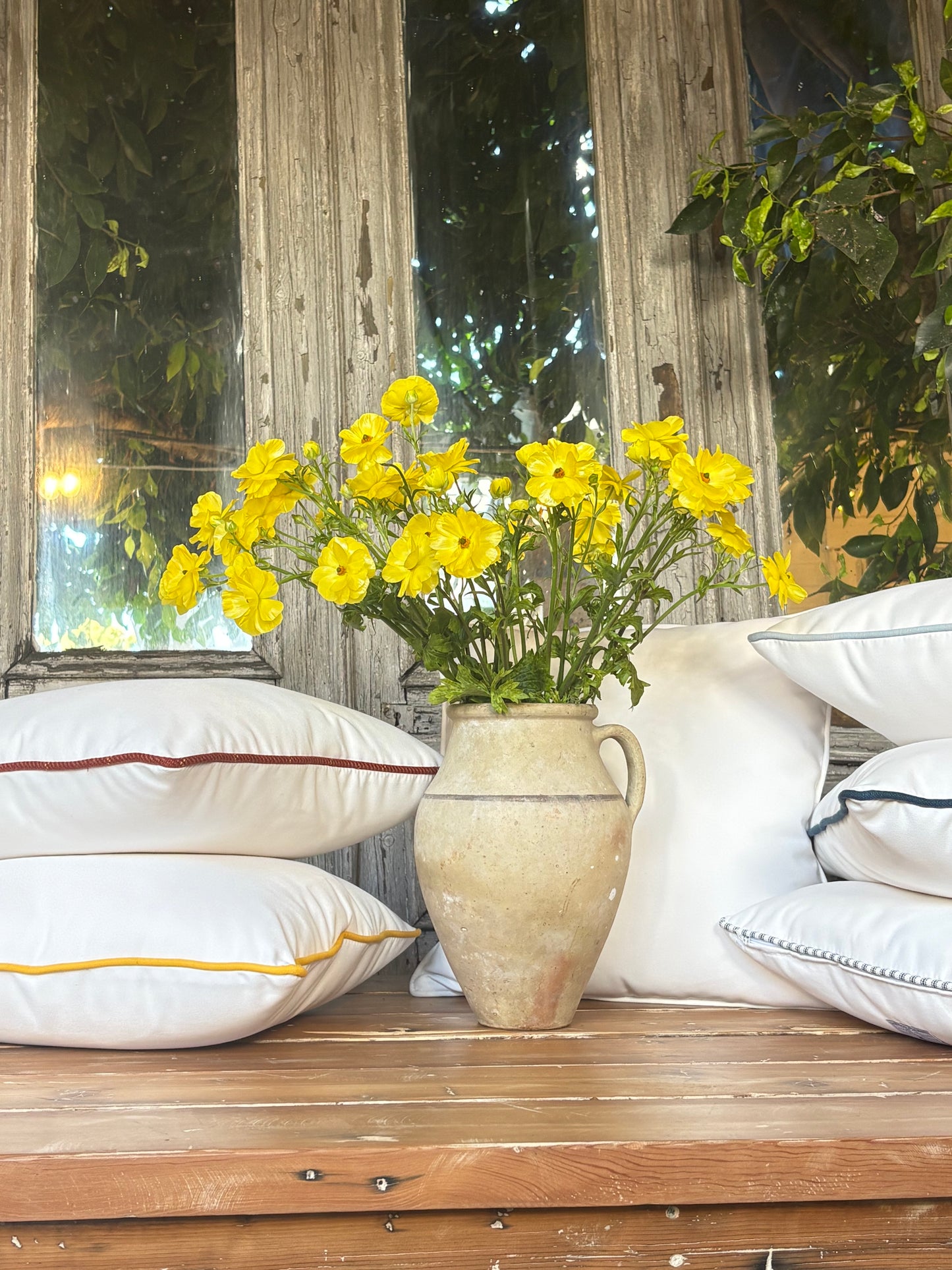T & D White Outdoor Pillows
