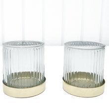 Load image into Gallery viewer, fluted glass candle votive with brass base
