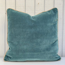 Load image into Gallery viewer, Vivian Teal Velvet Pillow w/Yellow Piping